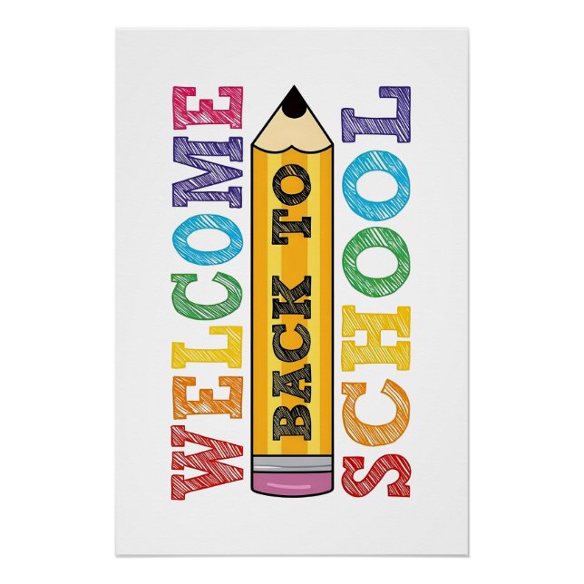 Welcome Back to School – Pencil Illustration Poster (Front)