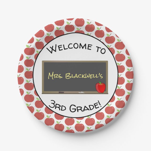 Welcome Back to School Personalized Teacher Plates (Front)