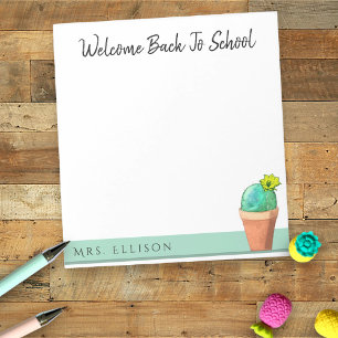 Welcome Back To School Potted Flower Cactus Custom Notepad