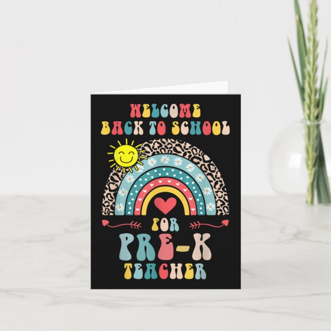 Welcome Back To School Pre-k Teacher Student Rainb Card (Front)