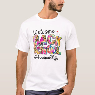 Welcome Back To School Principal Life Leopard Tie T-Shirt