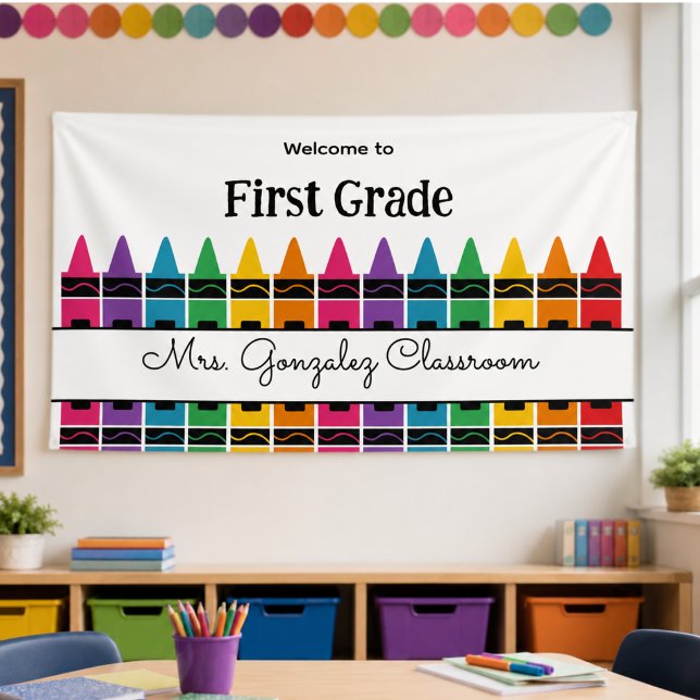 Welcome Back to School Rainbow Crayon  Banner (Welcome Back to School Rainbow Crayon Banner)