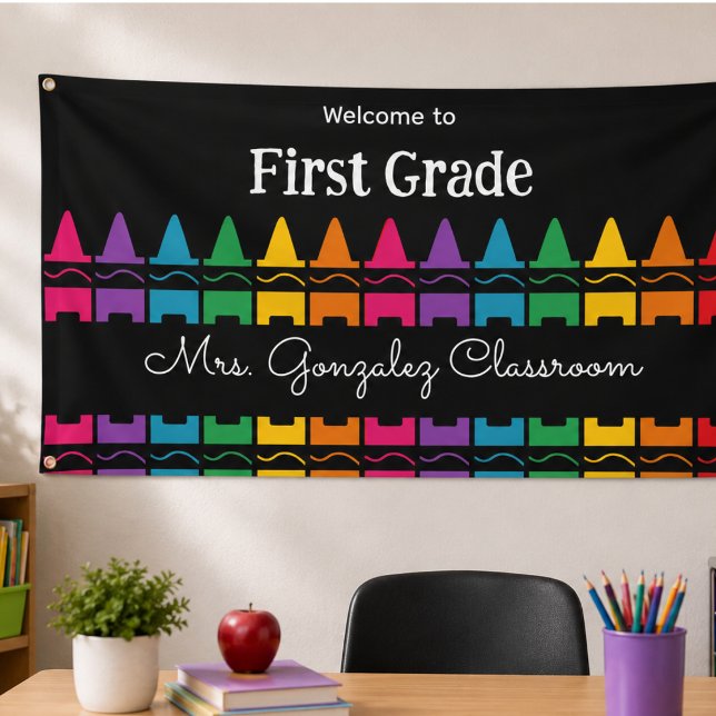 Welcome Back to School Rainbow Crayon  Banner (Welcome Back to School Rainbow Crayon Banner)