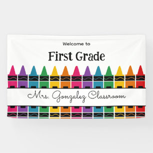 Welcome Back to School Rainbow Crayon Banner