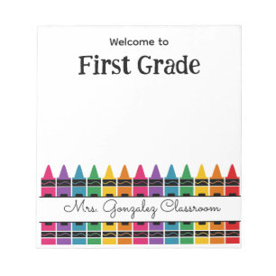 Welcome Back to School Rainbow Crayon  Notepad