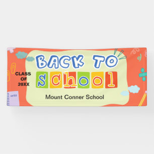 Welcome Back To School Red BackGround Banner