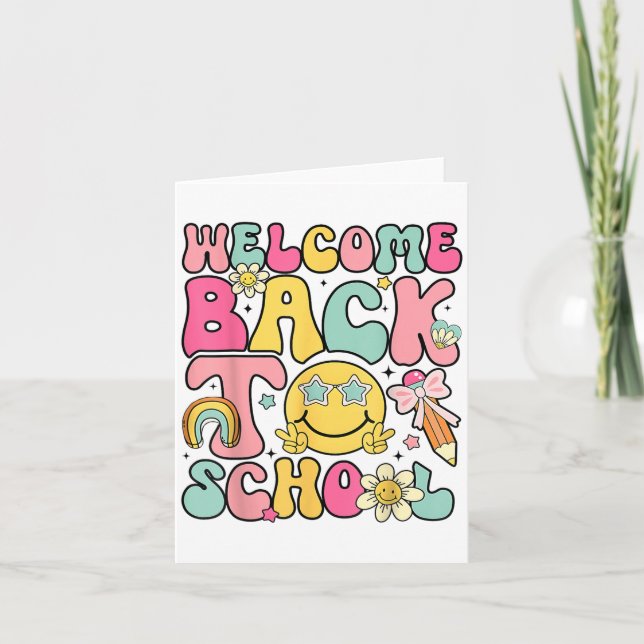 Welcome Back To School Retro Teacher Appreciation  Card (Front)