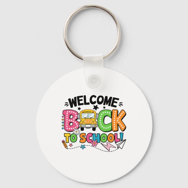 Welcome Back To School School Bus First Day Of Sch Keychain (Front)