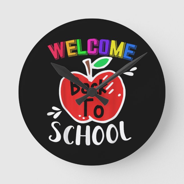 Welcome Back To School Shirt Funny Teachers Studen Round Clock (Front)