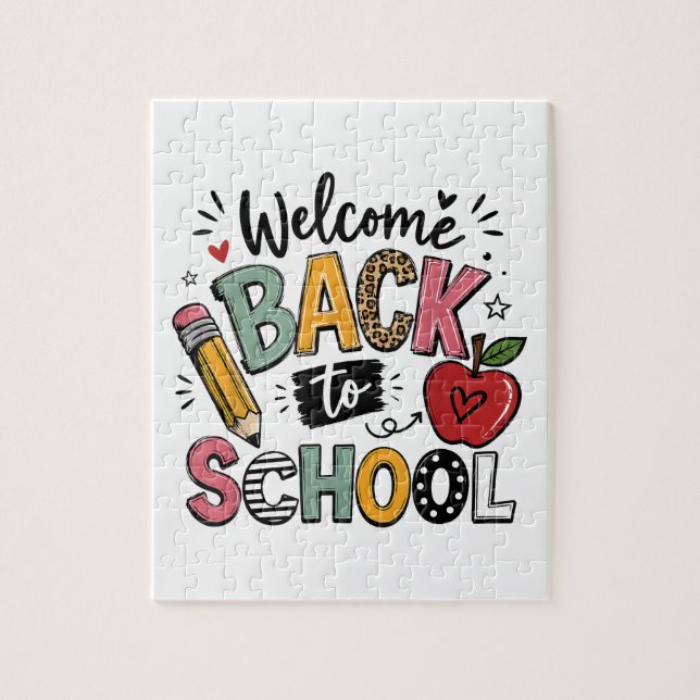 Welcome Back to School Teacher Student First Day Jigsaw Puzzle (Vertical)