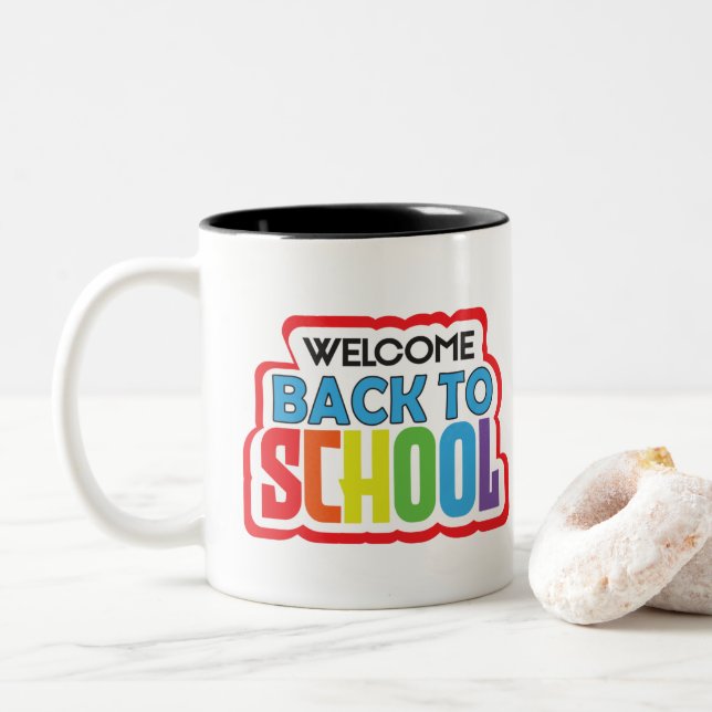 Welcome Back to School Two-Tone Coffee Mug (With Donut)