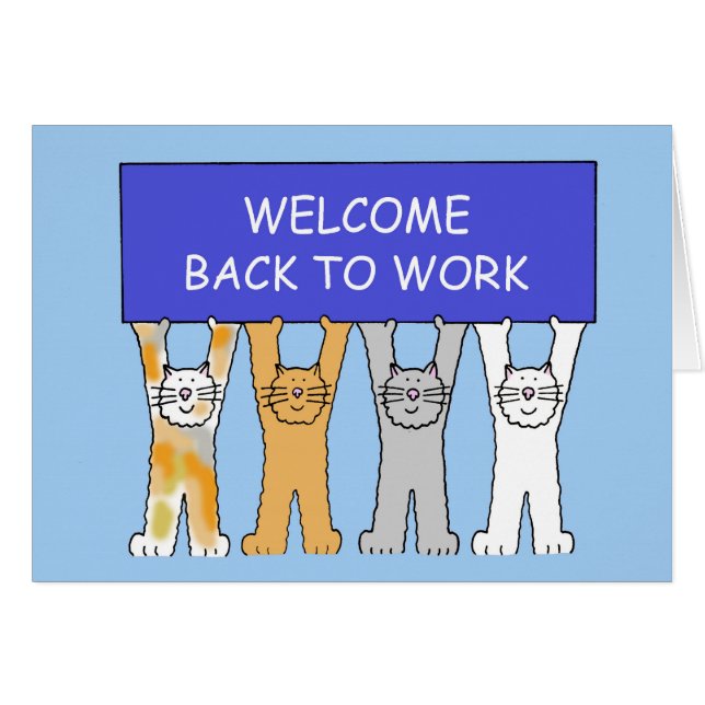 Welcome Back to Work Cartoon Cats (Front Horizontal)
