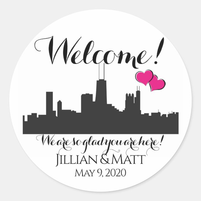 Welcome bag Chicago Wedding Stickers (Front)