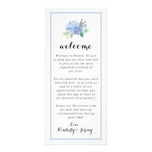 Welcome Bag Notes - Blue Floral Hydrangea Rack Card
