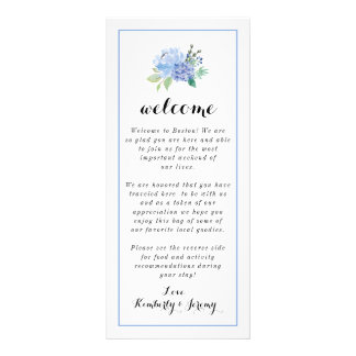 Welcome Bag Notes - Blue Floral Hydrangea Rack Card