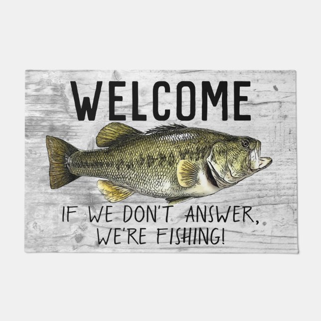 Welcome Bass Fishing Funny Cottage Family Doormat (Front)