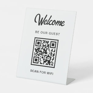 Welcome Be Our Guest Scan For QR Code Wifi Pedestal Sign