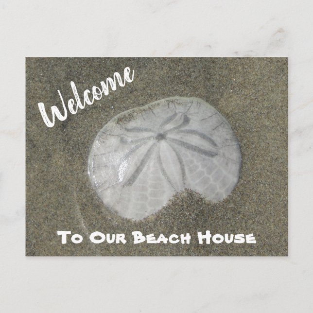 Welcome Beach Home Sand Dollar Photo House Guest Postcard (Front)