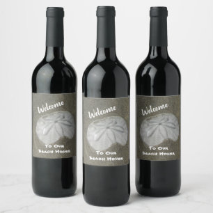 Welcome Beach Home Sand Dollar Photo House Guest Wine Label