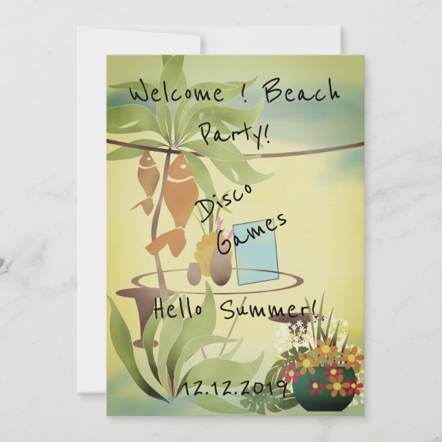Welcome ! Beach party Invitation (Front)