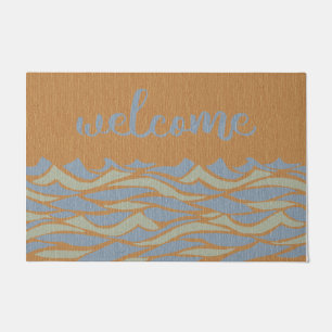 Welcome Beach Rug, Ocean Wave Mat, Personalized Doormat