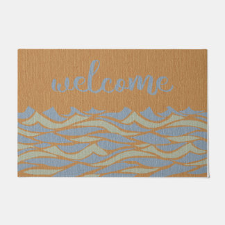 Welcome Beach Rug, Ocean Wave Mat, Personalized Doormat