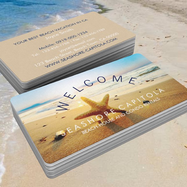 WELCOME! Beach Sunset Beach House Rentals Business Card (Creator Uploaded)