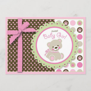 Welcome Bear Girl Invitation Card