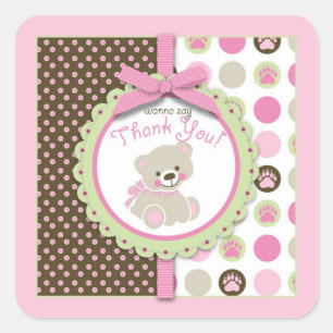 Welcome Bear Girl TY Square Sticker
