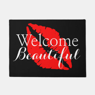 Welcome Beautiful - Red Lips Beauty Salon Door Mat