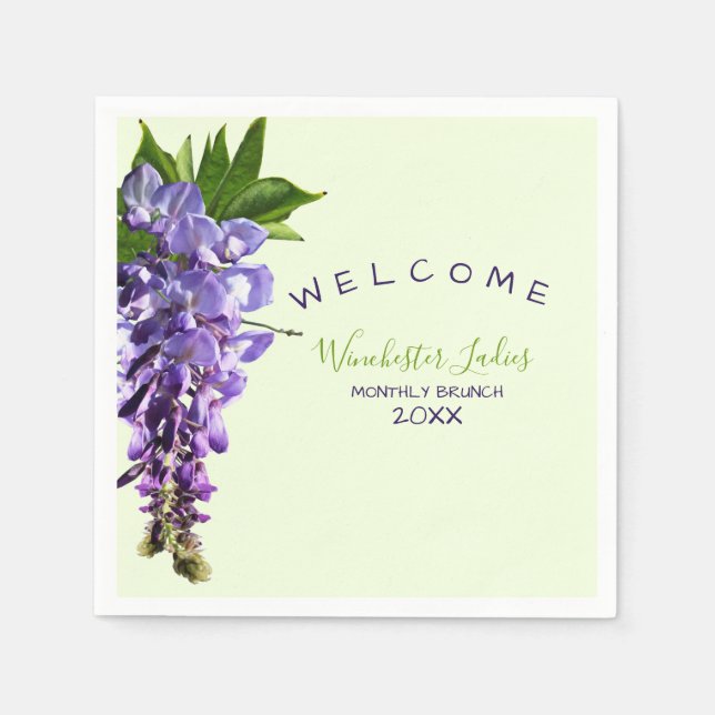 Welcome Beautiful Wisteria Brunch Custom Name Napkin (Front)