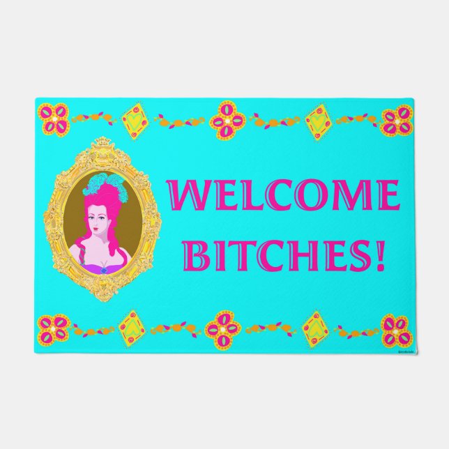 Welcome Bi%@%es Funny Colourful Doormat (Front)