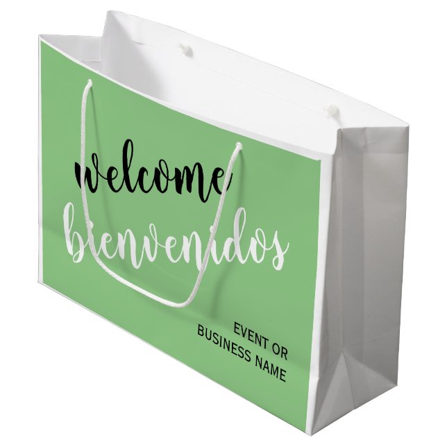 Welcome Bienvenidos Spanish English Bilingual Large Gift Bag (Front Angled)