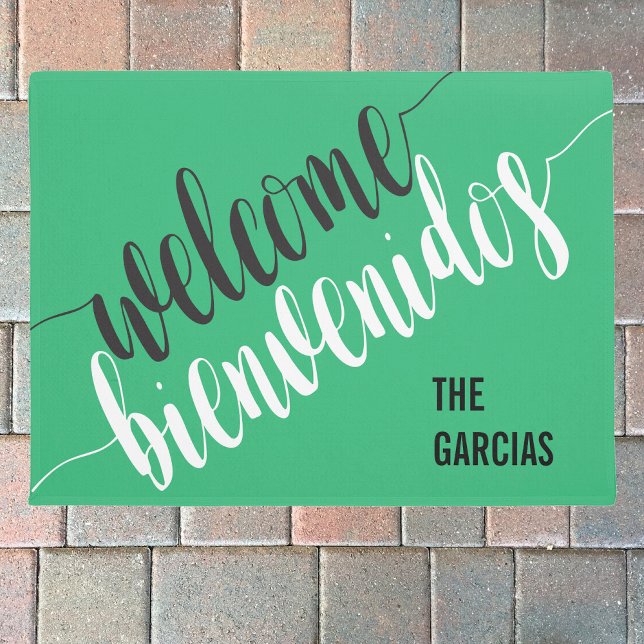 WELCOME Bienvenidos with custom name Doormat (Creator Uploaded)