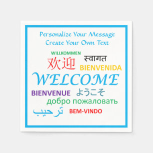 Welcome Bienvenue Willkommen Personalize Napkin