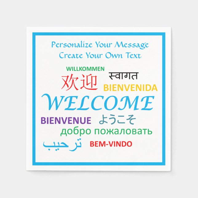 Welcome Bienvenue Willkommen Personalize Napkin (Front)