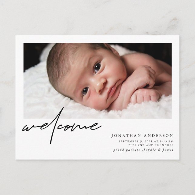 Welcome Birth Announcement & Thank You Postcard (Front)