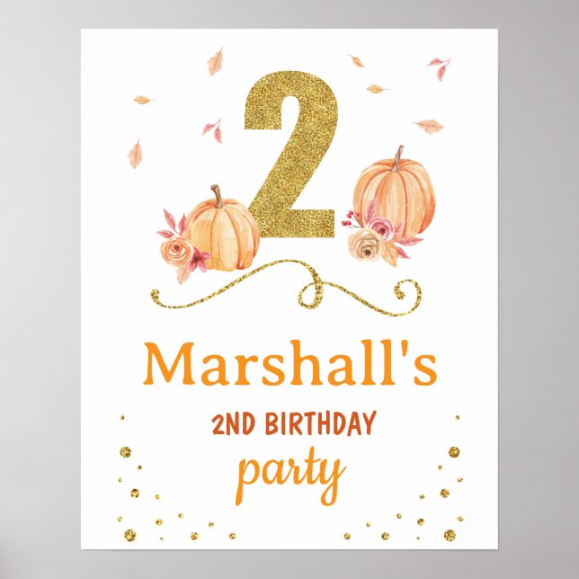 Welcome Birthday Party Poster Pumpkin 2nd Two  (Front)