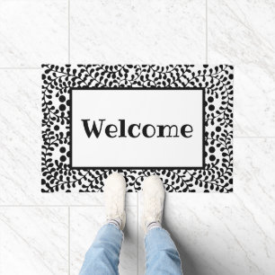 Welcome Black and White Personalized Doormat