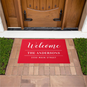 Welcome Black and White Personalized Family Name Doormat