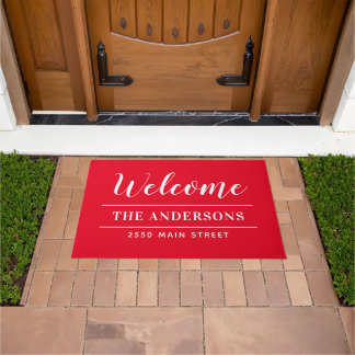 Welcome Black and White Personalized Family Name Doormat