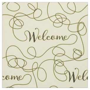 WELCOME black seamless pattern with LINES Fabric