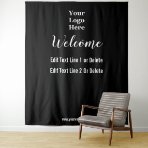Welcome Black White Business Logo Text Template Tapestry