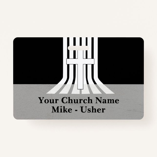 Welcome Black White Christian Church Usher Badge (Front)