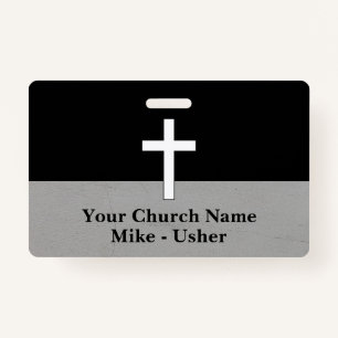 Welcome Black White Christian Church Usher Badge