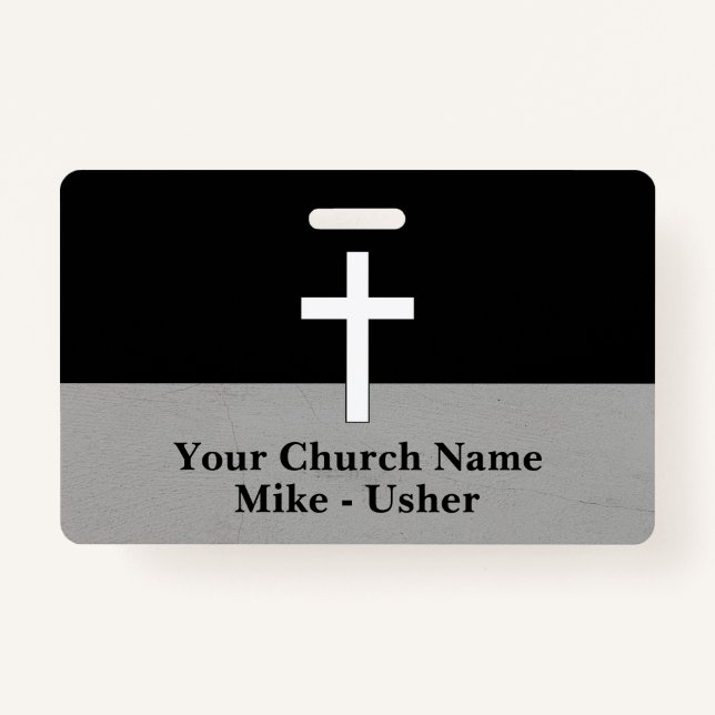 Welcome Black White Christian Church Usher Badge (Front)