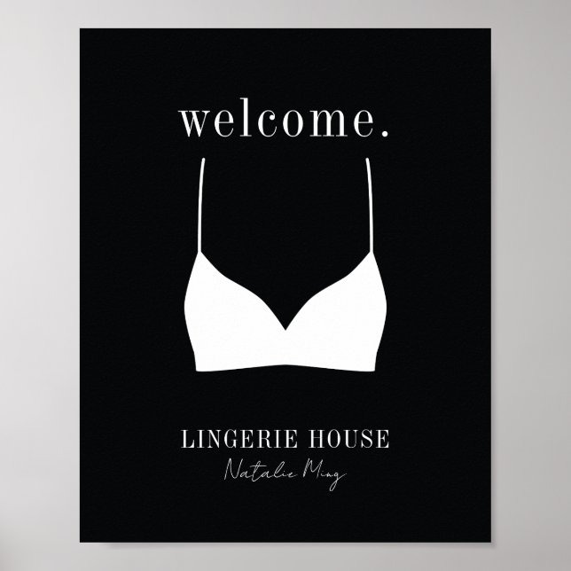 Welcome Black White Lingerie Boutique Logo Poster (Front)