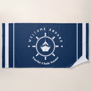 Welcome Blue Anchor Nautical sailing Boat Custom Beach Towel