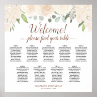 Welcome! Blush Peach Roses 9 Table Seating Chart