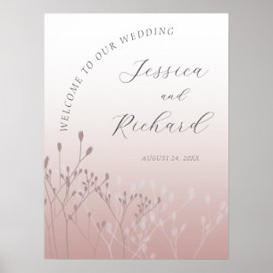 Welcome Blush Pink Wildflower Wedding Sign